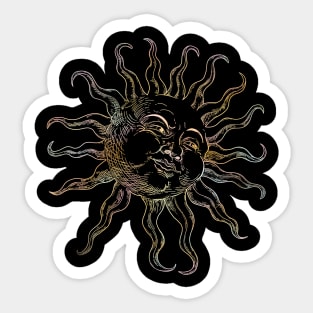 Psychedelic Sun Engraving - Esoteric Trippy Art Sticker